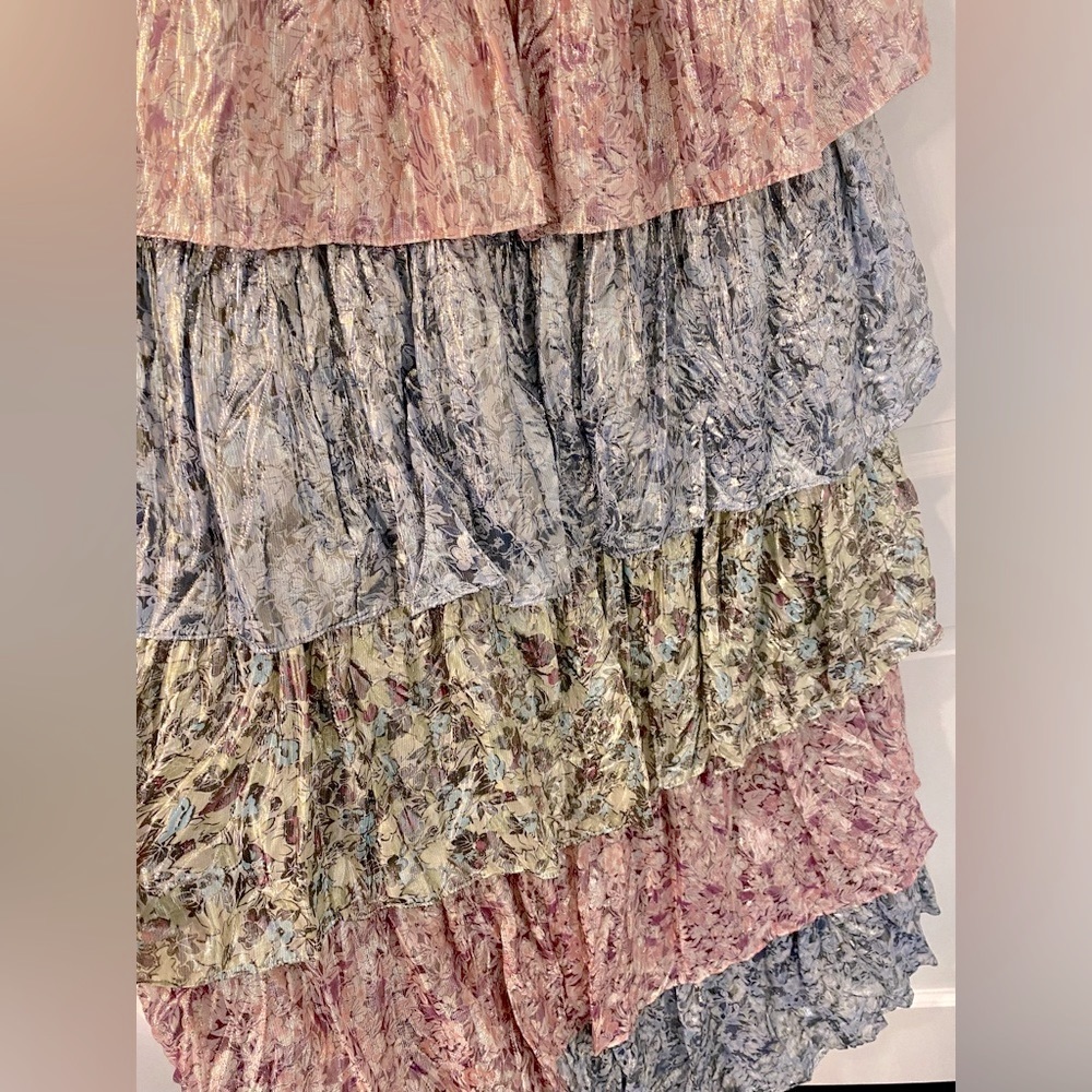 LOVESHACKFANCY Clarissa tiered metallic halter gown - Picture 4 of 10